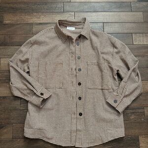 Women's Brown Checkered Shacket